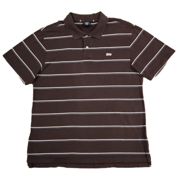 Lion Brand Brown Striped Polo Shirt - Picture 1 of 8